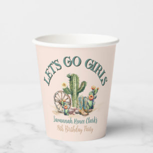 Gobelets En Papier Pink Lets Go Girls Cactus Thème Anniversaire