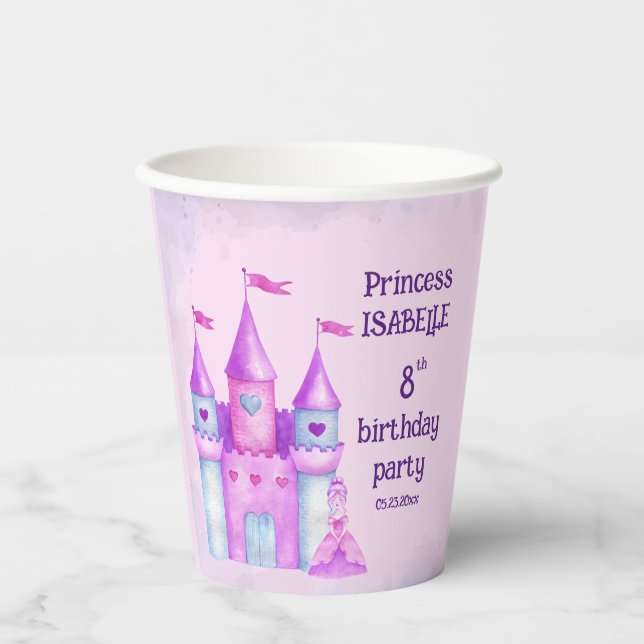 Gobelets En Papier Pink Magic Fairytale Castle Princess Party (Recto)