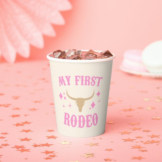 Gobelets En Papier Pink My First Rodeo Cowgirl 1er Anniversaire (Insitu)