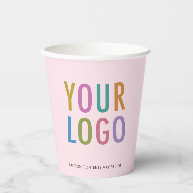 Gobelets En Papier Pink Paper Cups Custom Business Logo Branded 8 oz (Recto)