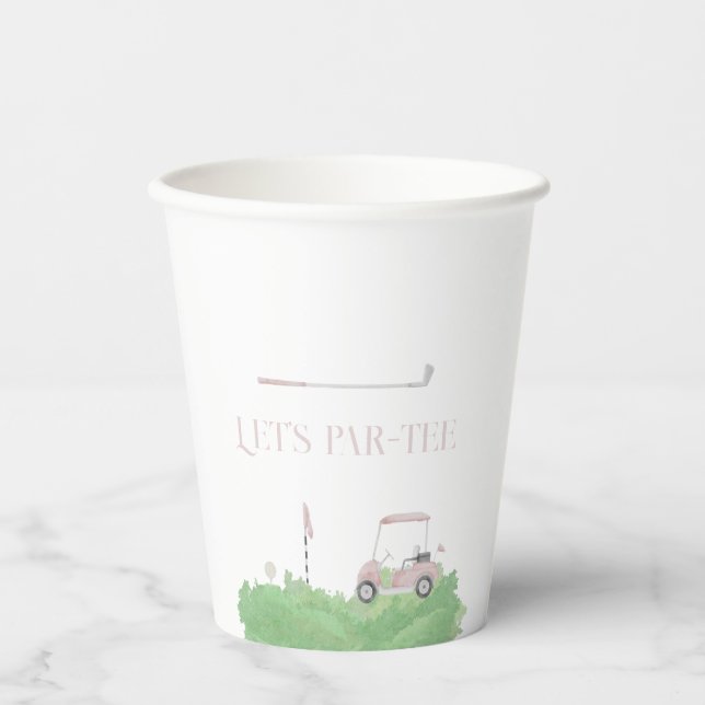Gobelets En Papier Pink par tee Golf Anniversaire (Recto)
