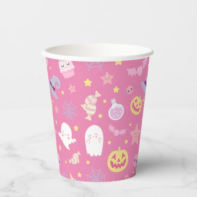 Gobelets En Papier Pink Pasteloween Motif Halloween (Recto)