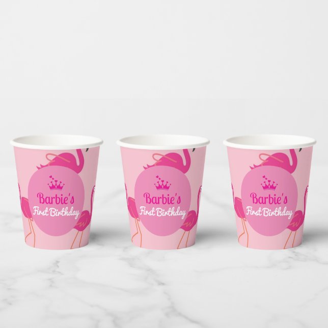 Gobelets En Papier Pink Pool Party Malibu Flamant rose Retro (Multi)