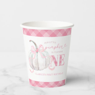 Gobelets En Papier Pink Preppy Citrouille fille 1er Anniversaire de l