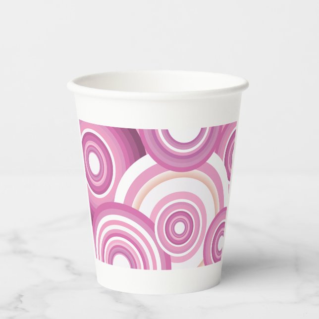 Gobelets En Papier Pink Retro Circles Pattern (Recto)