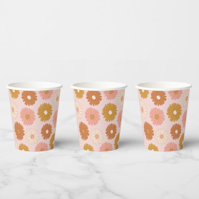 Gobelets En Papier Pink Retro Floral 2e anniversaire (Multi)
