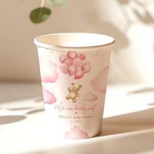 Gobelets En Papier Pink teddy ours fille douche nous pouvons attendre