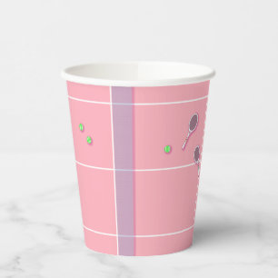 Gobelets En Papier Pink Tennis Court Joueur de tennis moderne