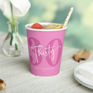 Gobelets En Papier Pink Trente-trentième fête d'anniversaire