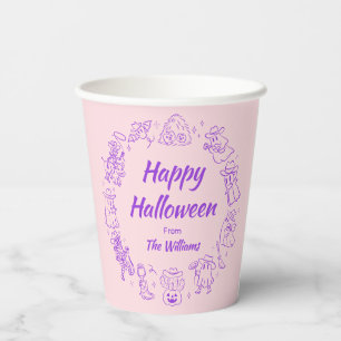 Gobelets En Papier Pink violet Quirky Main Drake Doodles Halloween