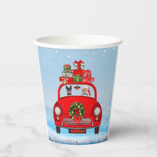 Gobelets En Papier Pinscher miniature Chien en voiture avec le Père N