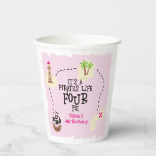 Gobelets En Papier Pirate life FOUR me rose Anniversaire