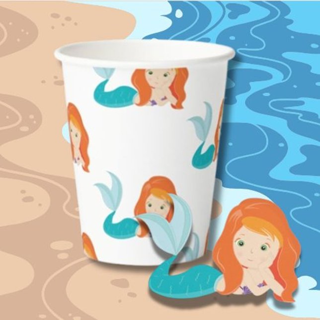 Gobelets En Papier Pirate orange sirènes de fête Coupes en papier (Celebrate every occasion with Party Pirate orange mermaids paper cups)