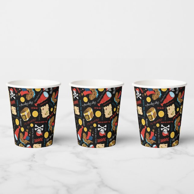 Gobelets En Papier Pirates de la partie noire (Multi)