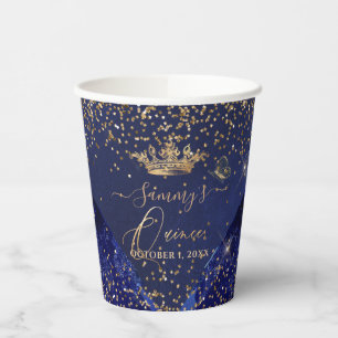 Gobelets En Papier PixDezines Marine Parties scintillant d'or bleu Qu