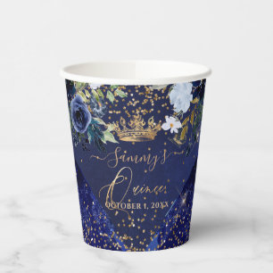 Gobelets En Papier PixDezines Parties scintillant or bleu marine Quin