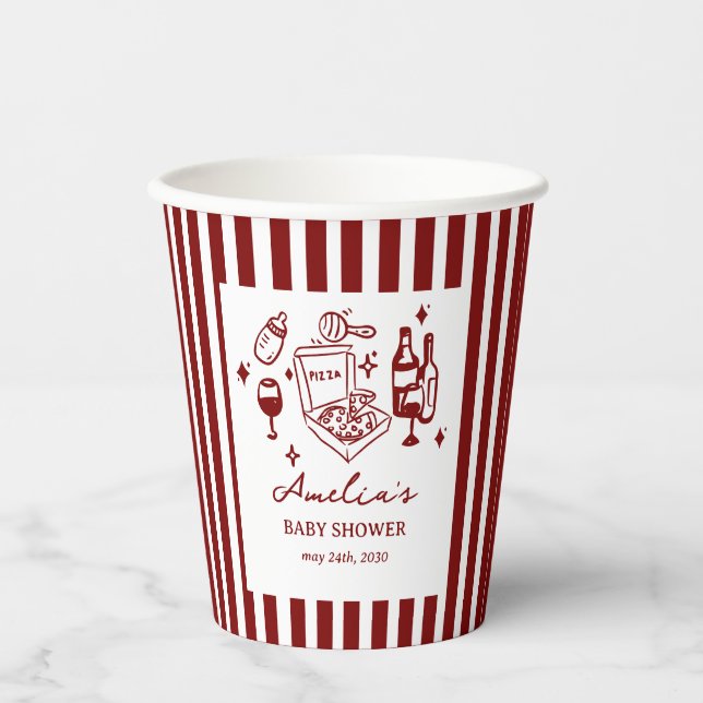 Gobelets En Papier Pizza doodle special Delivery Baby Shower (Recto)