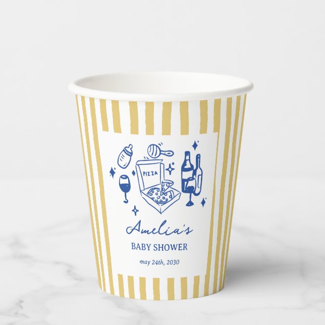 Gobelets En Papier Pizza doodle special Delivery Baby Shower (Recto)