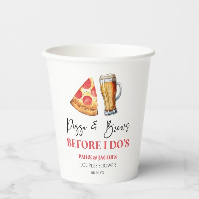 Gobelets En Papier Pizza et bières avant que je ne le fasse Shower Co (Recto)