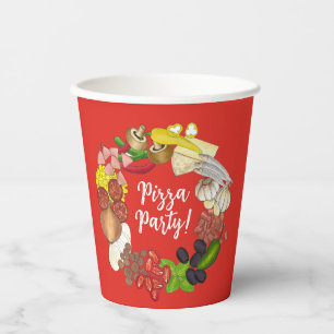 Gobelets En Papier Pizza Party Topings Italien Food Pizzeria Pie