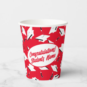 Gobelets En Papier Plafonds de graduation Rouge et blanc Parti person