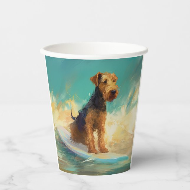 Gobelets En Papier Plage d'Airedale Surf Painting (Recto)
