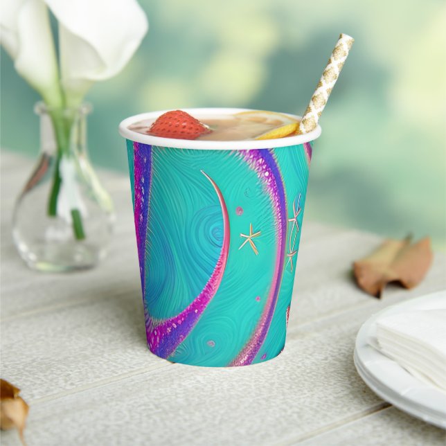 Gobelets En Papier Plage turquoise et violette de Starfish (Insitu)