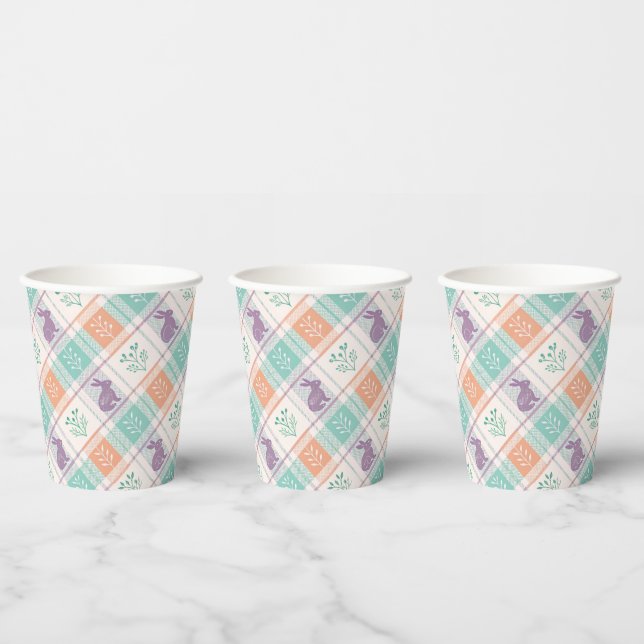 Gobelets En Papier Plaid à carreaux de Pâques   (Multi)