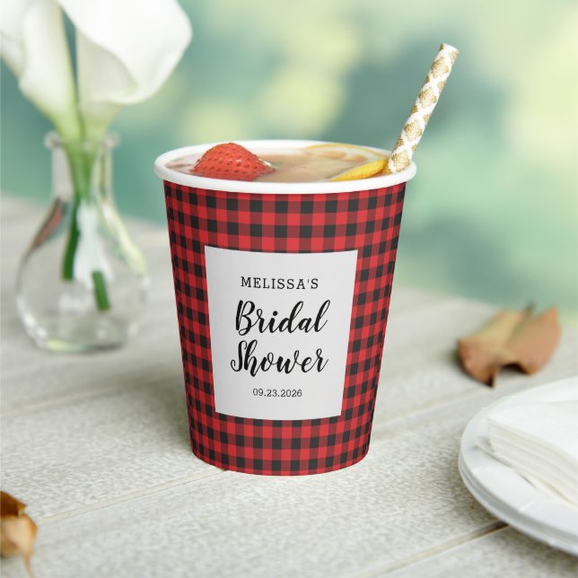 Gobelets En Papier Plaid de douche de mariée noir rouge Buffalo Bûche (Insitu)