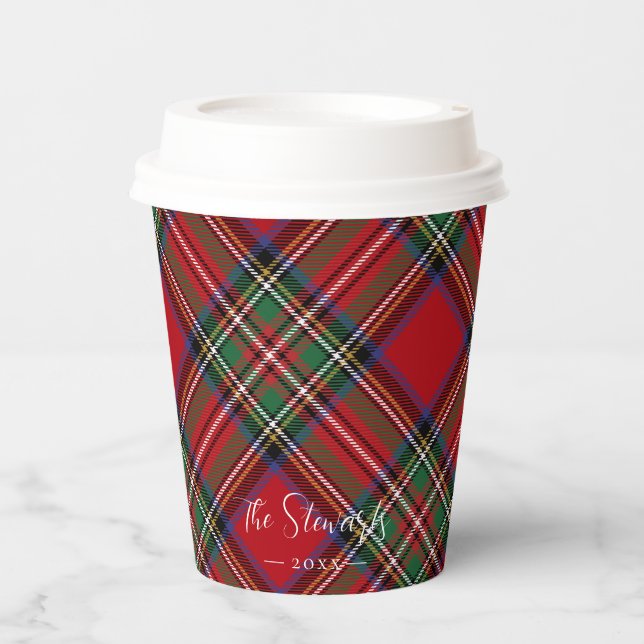 Gobelets En Papier Plaid Red Green Rustic Classic Stewart Tartan (Recto)