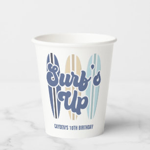 Gobelets En Papier Planche de surf Surf's Up pour fête d'anniversaire