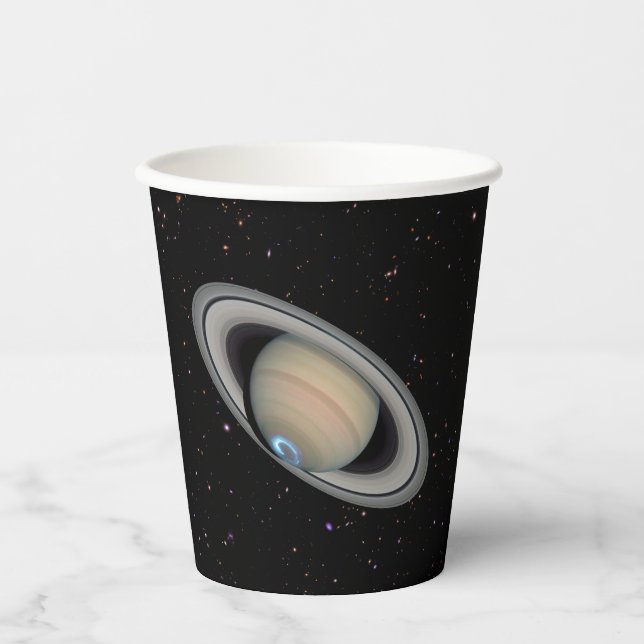 Gobelets En Papier Planète Saturn Aurora et anneaux (Recto)