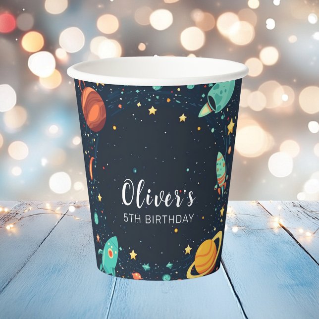 Gobelets En Papier Planètes spatiales Galaxy Coupe de papier d'annive (Créateur téléchargé)