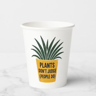 Gobelets En Papier Plantes drôles ne jugent pas l'art de tampon encre