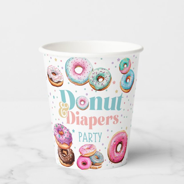 Gobelets En Papier Plaque de papier Baby shower Donut & Diapers (Recto)