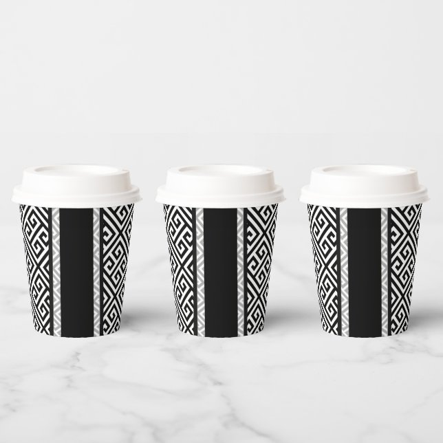 Gobelets En Papier Plaques en papier noir et blanc (Multi)