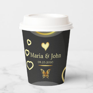 Gobelets En Papier Plaques en papier papillon d'or