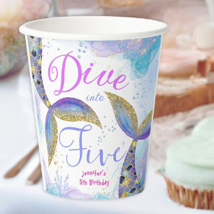 Gobelets En Papier Plongée en cinq filles 5e anniversaire