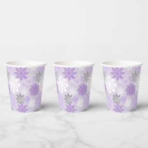 Gobelets En Papier Pneus D'Hiver Violet Et Argent
