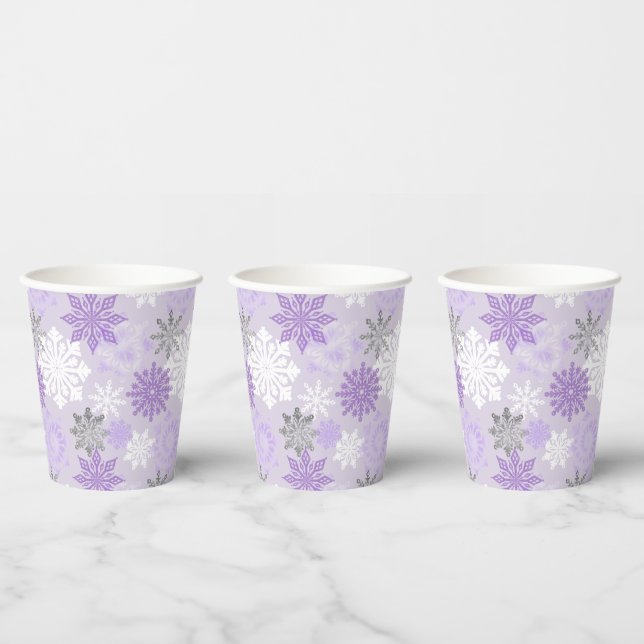 Gobelets En Papier Pneus D'Hiver Violet Et Argent (Multi)