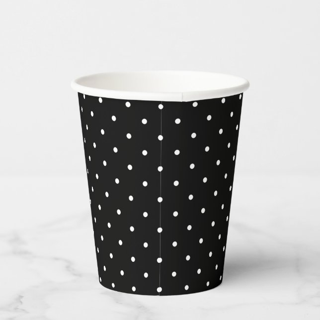 Gobelets En Papier Points blancs minuscules sur le noir (Droite)
