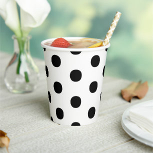 Gobelets En Papier Pois noir blanc grand élégant motif