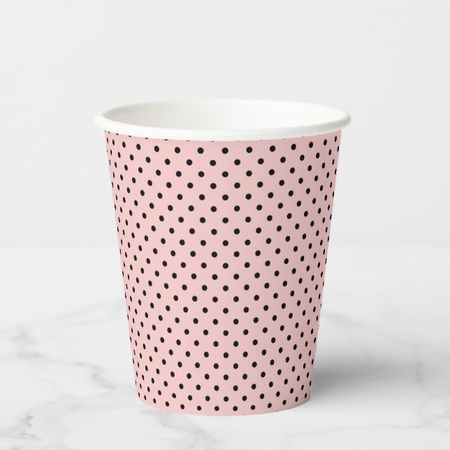 Gobelets En Papier Pois rose noir (Recto)
