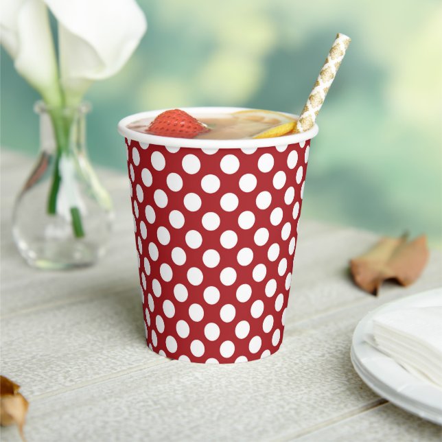 Gobelets En Papier Pois rouges, Motif à points polka, points, pointil (Insitu)