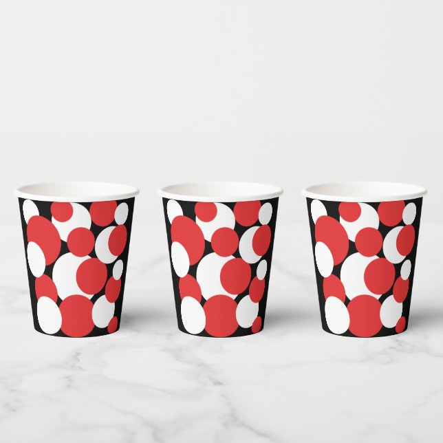 Gobelets En Papier Pois rouges noirs et blancs (Multi)