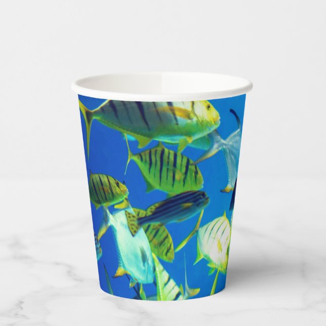 Gobelets En Papier Poisson marin jaune avec des rayures noires (Gauche)