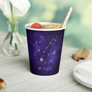 Gobelets En Papier Poissons pourpres Zodiac Horoscope d'astrologie