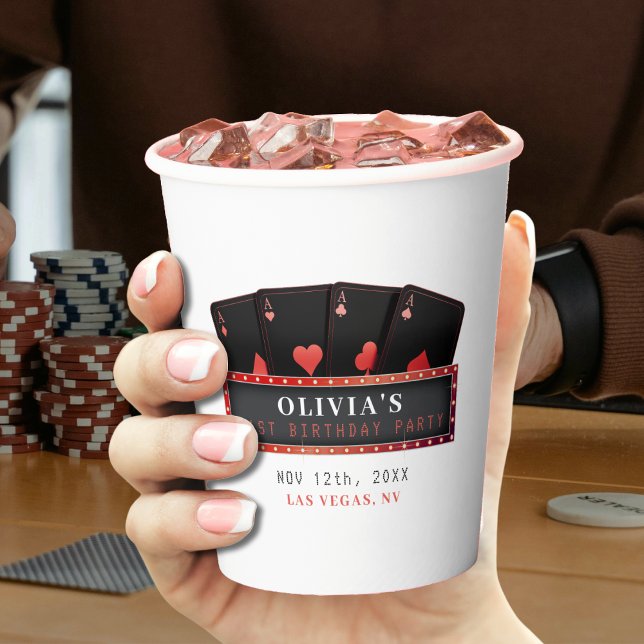 Gobelets En Papier Poker As Rouges et Noirs Fête d'anniversaire 21 an (Poker Aces Red & Black 21st Birthday Party Paper Cups
)