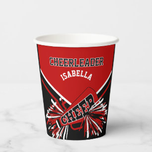 Gobelets En Papier Pom-pom girl en rouge, noir et blanc