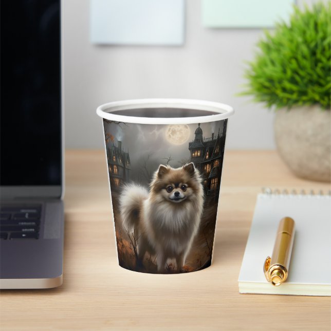 Gobelets En Papier Pomeranian Halloween Épouvantable (Insitu)